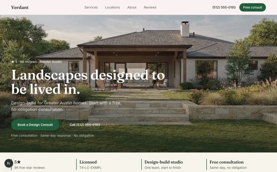 The Beacon site, a sample build for a landscaping business